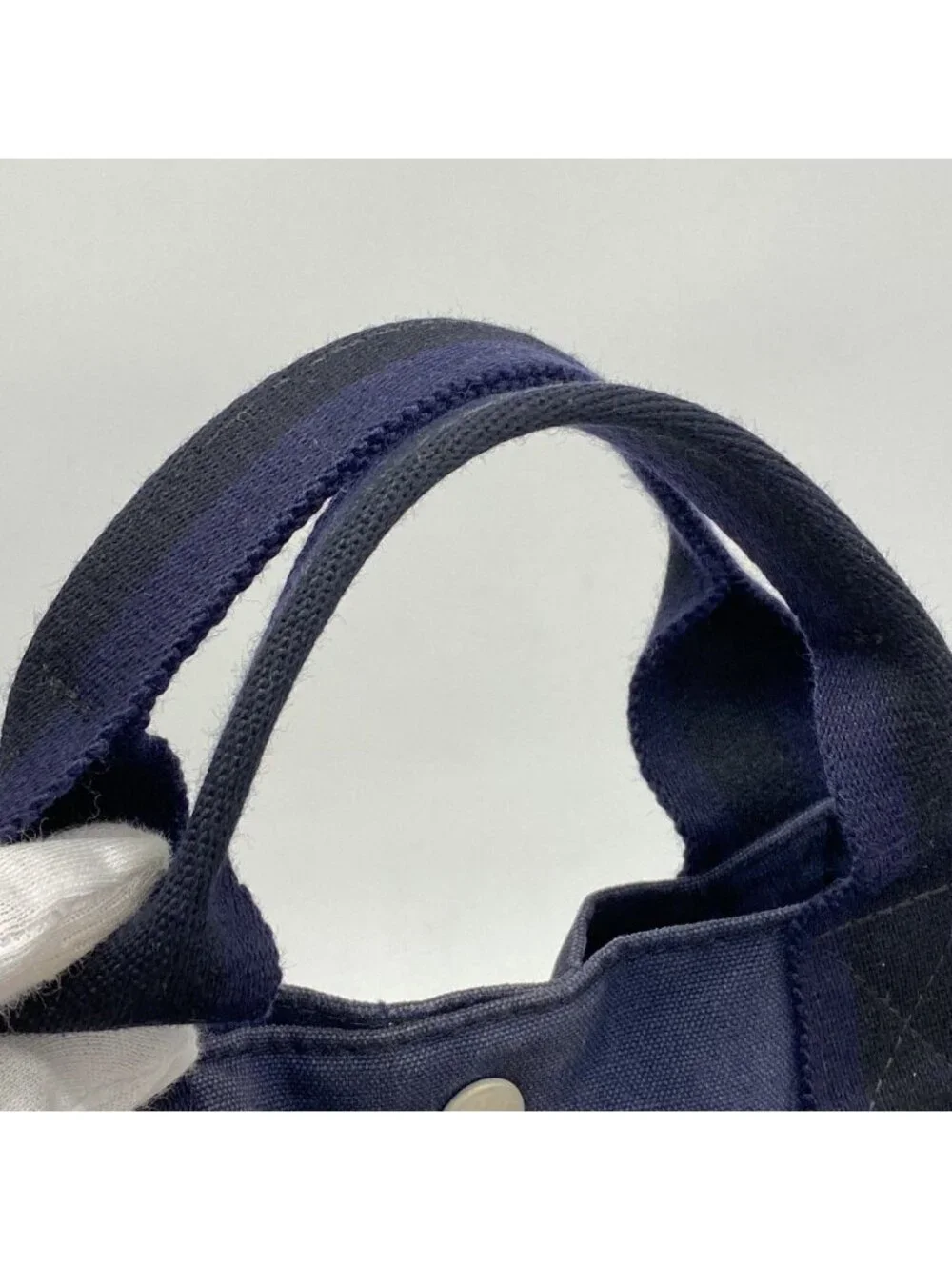 Hermes Tote Fourre Tout MM Canvas Navy Black Silver
